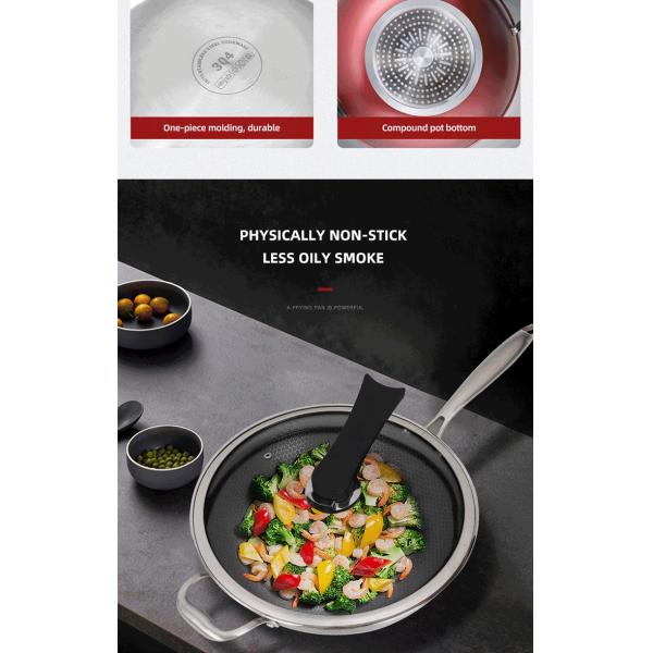 Factory Wholesale PFOA Free Non Stick Works 18/8 Stainless Steel Wok Pan with Glass Cover