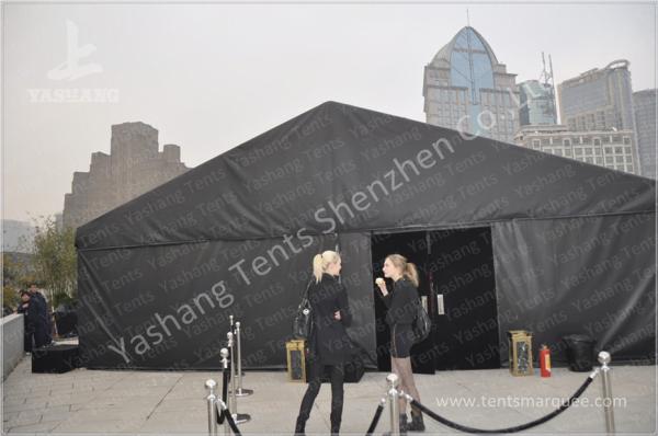 Durable 300 People Black Fabric Tent Structures , PVC Party Tent Marquee