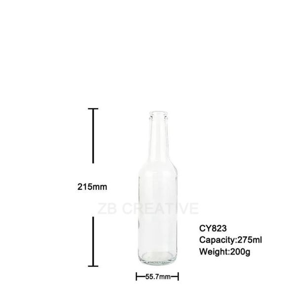 Crown Top RTD Bulk Glass Soda Bottles 200g 275ml Flint CY-823