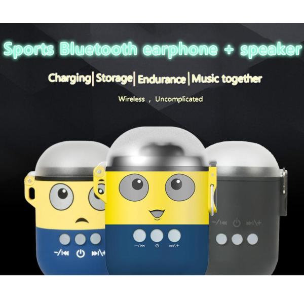 TWS BT5.0 Creative Wireless Earbuds Minions Cartoon Bluetooth Speaker With 1000mAh Power Bank