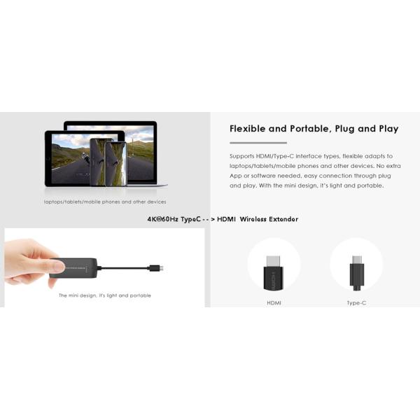 Wired Video Extender 4K For USB C Video Signal Transmission Up To 60 Meters