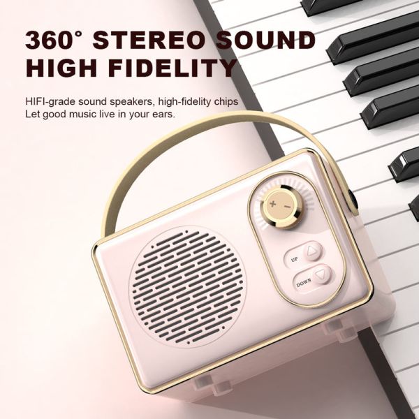 Portable Vintage Bluetooth 5.3 Speaker, 3W Output, 500mAh Battery 4H Playtime, ABS Mini Wireless Speaker for Home Travel mini portable bluetooth speaker portable mini bluetooth speaker