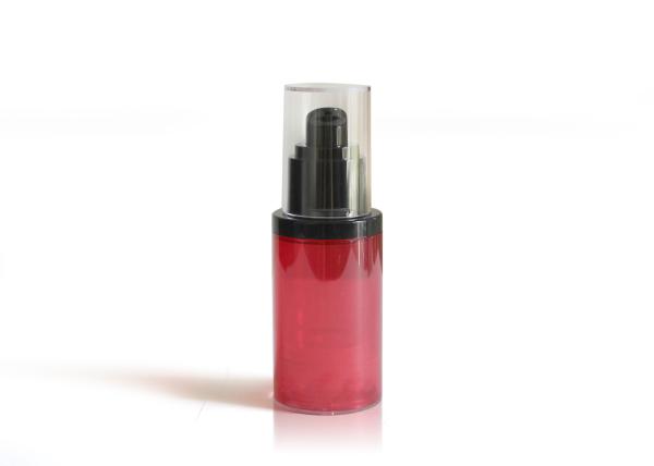 Glossy Translucent Red Airless Cosmetic Bottles For Travel Hot Stamping Surface