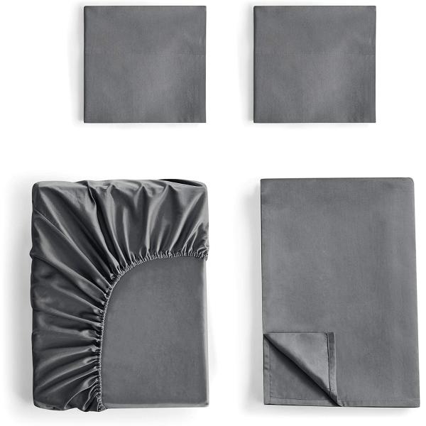 200TC Cotton Bed Sheet Set with Deep Mattress Pockets All-Season Full Length Elastic