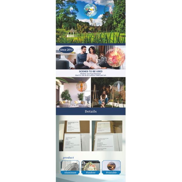 ZELOYAUT Wholesale Sublimation Blanks Hot Sales Aluminium Sublimation Wind Spinners 3/8/10 Inch Metal Crafts Outdoor Ornaments