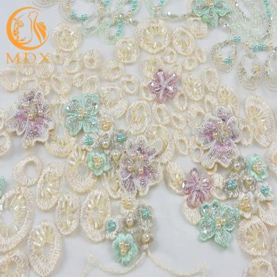 Solúvel em água multicolorido das telas nupciais pesadas luxuosas do laço para o vestido de nivelamento