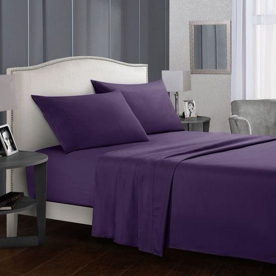 Custom Color Packaging Bed Linen Plain Dyed Home Hotel Bed Flat Fitted Sheet Bedding Set