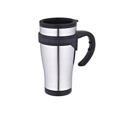 16oz inner PP Outer steel travel mug non-leak with handle convenient to drink
