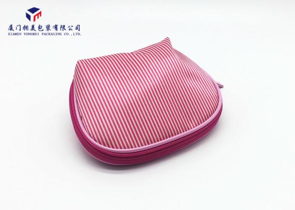 Trapezoid Fashion Design Fabric Makeup Bag Pink Color Size 11.5cm X 5cm X 11.5cm