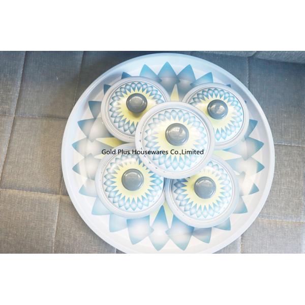 Indian colorful printed hand washing bowl sets and tray 5 pcs round dip bowl set with metal steel lid