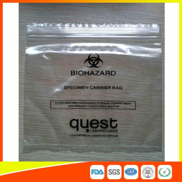 Industrial Reclosable Plastic Specimen Bags , Packaging Zip Lock Bags FDA Approved