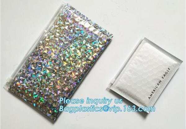 Poly Bubble Mailer with Zip on Top Glitter Make Up Bags,Metallic Glossier Pink Cosmetic Packing k Bubble Pouch Sli