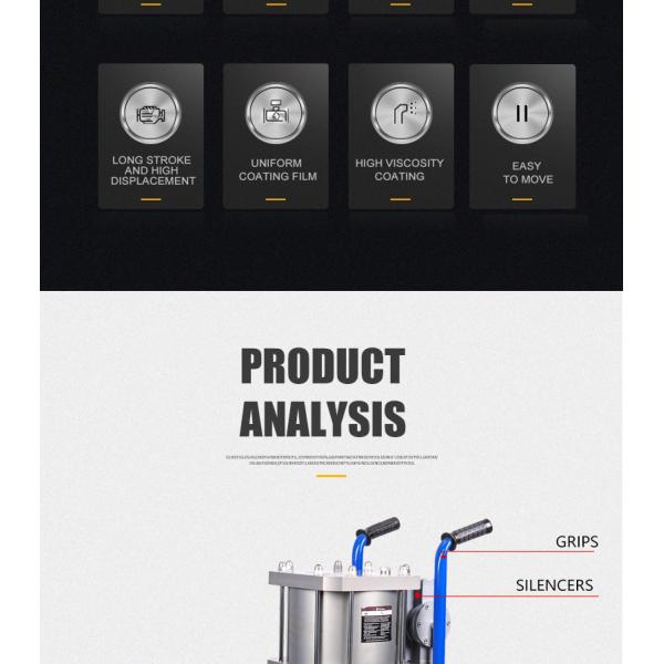 High Pressure Pneumatic Airless Paint Sprayer 20 Liters/Min 120mm Stoke Fireproofing Coating Spray Machine