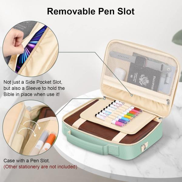 FINPAC Couverture de la Bible avec épaule, porte-livres, sac de l'église, Bible protectrice avec stylo, fentes et fermeture à glissière