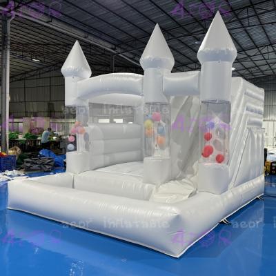 Inflatable Moonwalk Wedding Bounce Castle White Jumping Castle With Water Slide Pool