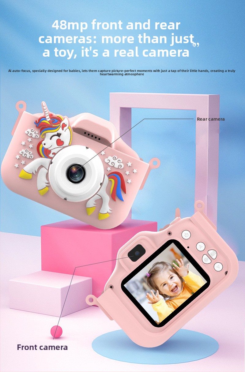 DLC High Quality Kids Camera , HD Dual Cameras, 1080P Video Recording, Auto Focus, Face Recognition, Multiple Filters