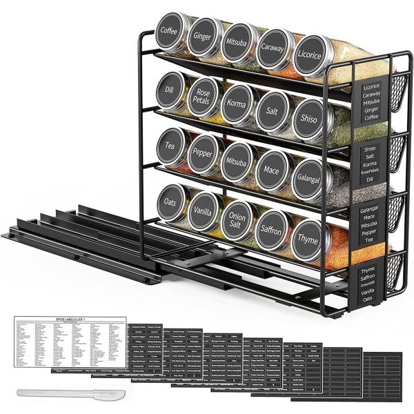 Practical 4 Layer Pull Out Spice Organizer for Cabinets and Kitchen Organization