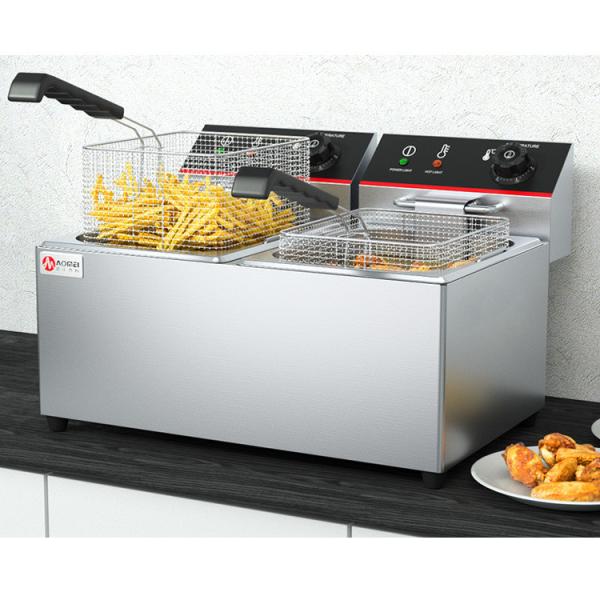Commercial Electric Fryer with 6L*2 Capacity 2 Tanks and 2 Baskets Made of Stainless Steel