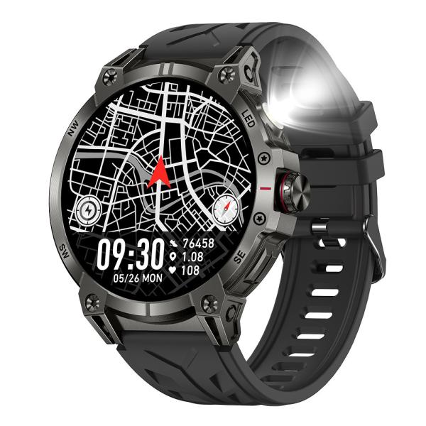 1.85 Rugged Smart Watch Touch Screen Bluetooth Calling Flashlight Compass
