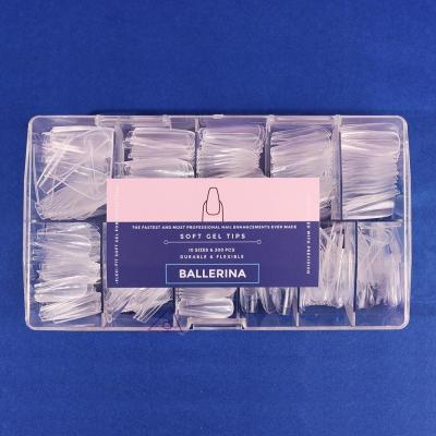 Artificial Full Cover Medium Almond Long Stiletto Shape Gel Tips Nail Box Kit 500pcs Nail Tips for DIY Nail Art