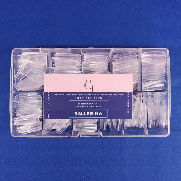Stiletto Salon Nail Tips No C Shape Full Cover Soft Gel Tips for SAGALAGA 500pcs Box Clear Nails Pattern Long Tips