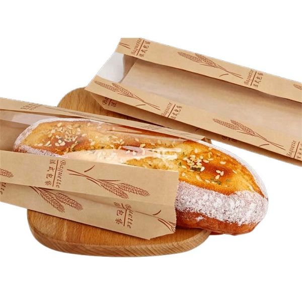 Tear Resistant Kraft Baguette Bags Customized Kraft Paper Bread Bags Recyclable