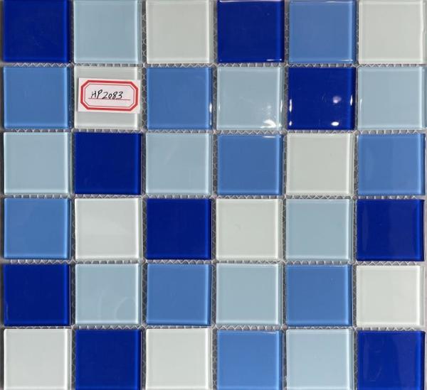 Waterproof Blue White Glass Pool Mosaic Tiles 303x303mm