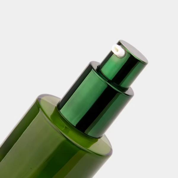 Bouteilles de pompe en plastique rondes vides Lotion corporelle verte Emballage écologique