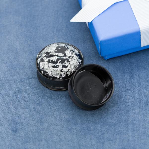 Silver Foil Insert Ear Plug Tunnels Double Flare 316 Steel 2G