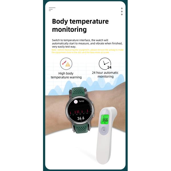 Montre intelligente P30 de moniteur de santé de tension artérielle d'ECG de pompe à air 1,3 pouces pour des soins de santé