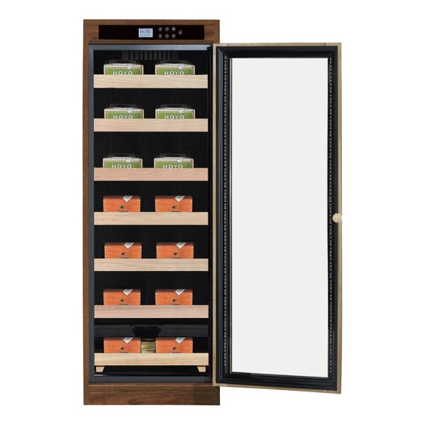 Solid Wood Cigar Cooler Humidifier with Smart Digital Control Panel and Adjustable Shelves