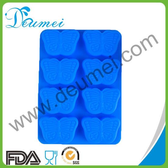 High Quality Blue Color 8-Butterfly Shaped Silicone Baking Cake Mold Puddings Mould