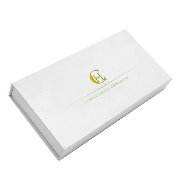Custom Luxury Rigid Fancy Gold Foil Estampado Logotipo Cuadrado Rectángulo Caramelo Caja de embalaje de chocolate con inserción