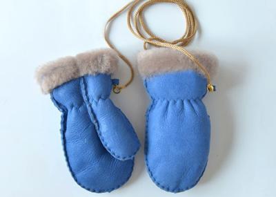 Warm Cozy Genuine Baby Boys / Girls Sheepskin Mittens with Ribbon for Winter