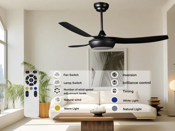 Modern Design 120v-220v Indoor LED Ceiling Fan Light with DC Motor ABS Body & Remote Control Energy Efficient for Home Office