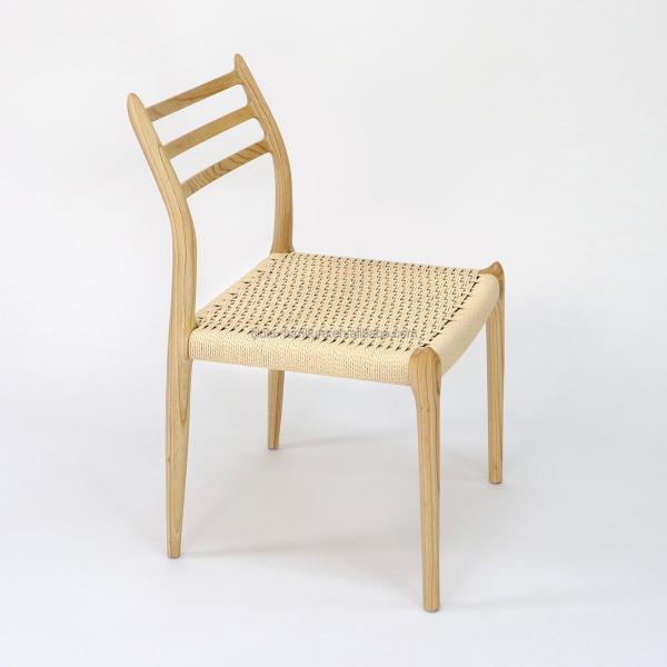 Hand-woven Cord Dining Chair for Restaurant Solid Wood and Ash/Rubber Wood Construction