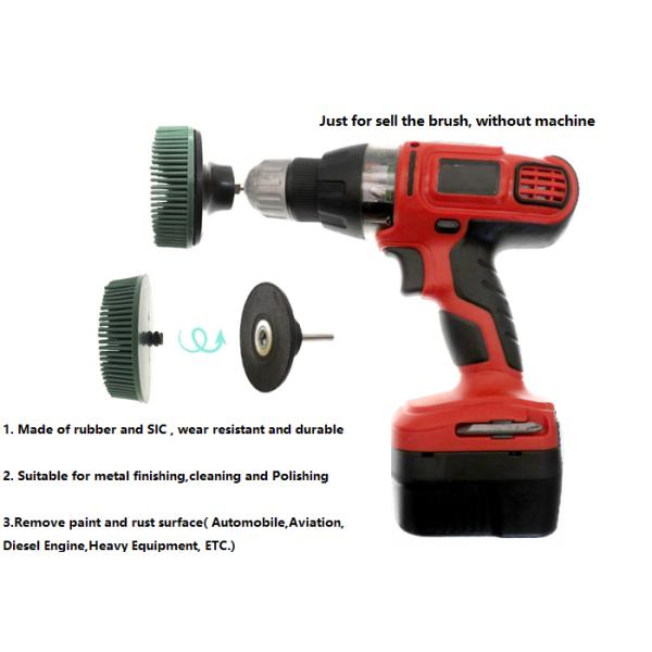 Green Bristle Brush Disc 3 Inch Rubber Abrasive Brush for Burr Rust