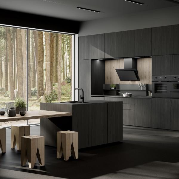 Latest Modern Luxury Solid Wood Veneer Kitchen Cabinet For Villa House Building Project