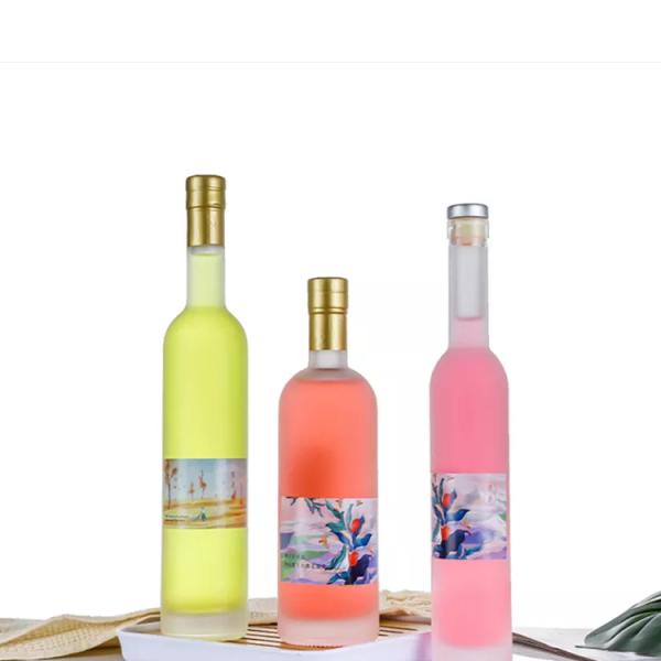 375 мл 500 мл Круглое стекло Вино сок Виски бутылка с прозрачным ошейником