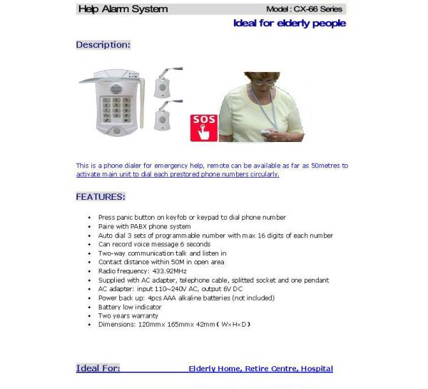 Lifemax Autodial Elderly Medical Help Alarm systems with two panic buttons