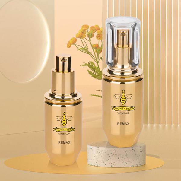 Embalaje para el cuidado de la piel con botella de spray de vidrio de cilindro dorado de 40 ml para cosméticos