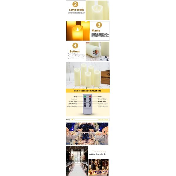 Wholesale Candles Battery Operated Candles Real Wax Pillar LED Candles with 10-Key Remote and Cycling 24 Hours Timer (Ivory 4