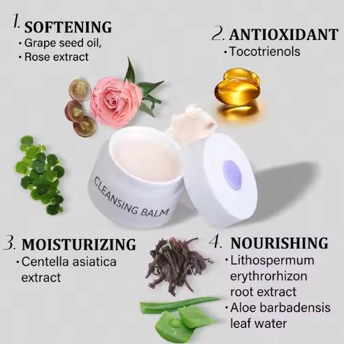 Private Label Gentle Nourishing Deep Facial Cleansing Removable Cleansing Balm With Spoon Facial Makeup Remover Balm
