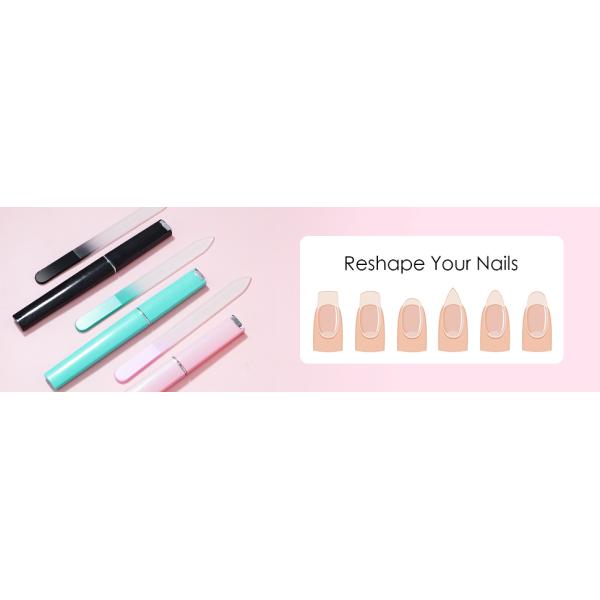 Custom Colorful Double Side Etched Sand Sprayed Crystal Glass Nail File for Natural Nails