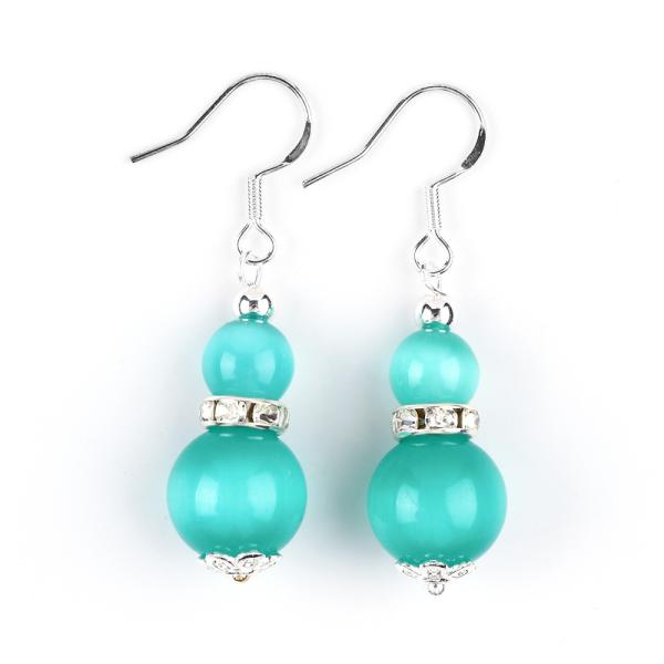 Ручной кристаллический камень серьги зеленый кошачий глаз драгоценный камень жемчужные подвески серьги