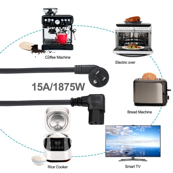 45 Degree Us Nema515p 3Pin Plug Iec Power Cord with C13 Kettle Plug