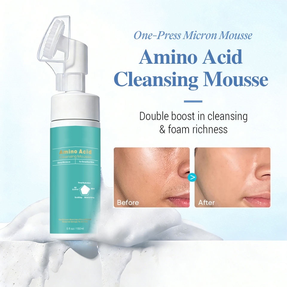 OEM ODM Korean Organic Amino Acid Facial Cleanser Skin Care Product Moisturizing foam Firming Facial Cleanser Cleanser