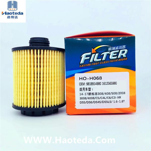 Haoteda 1612565980 Peugeot Oil Filter 9818914980 Cartridge Type