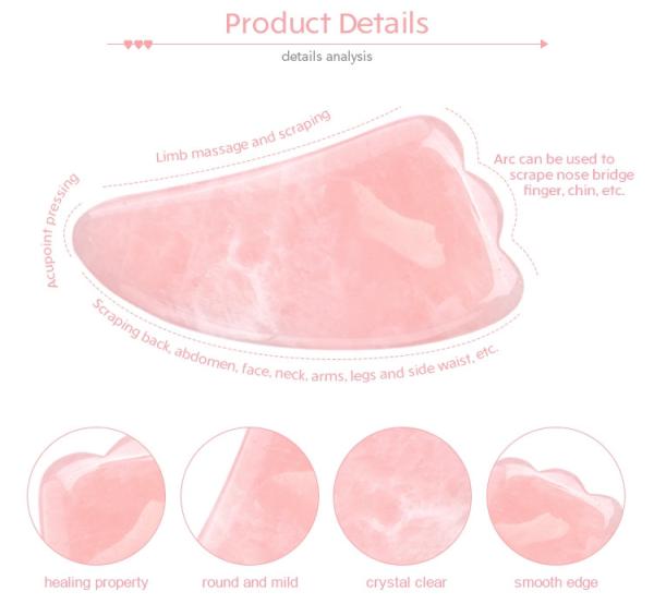 Face lift que clarea Jade Gua Sha Massage Tool Rose Quartz Gua Sha Board