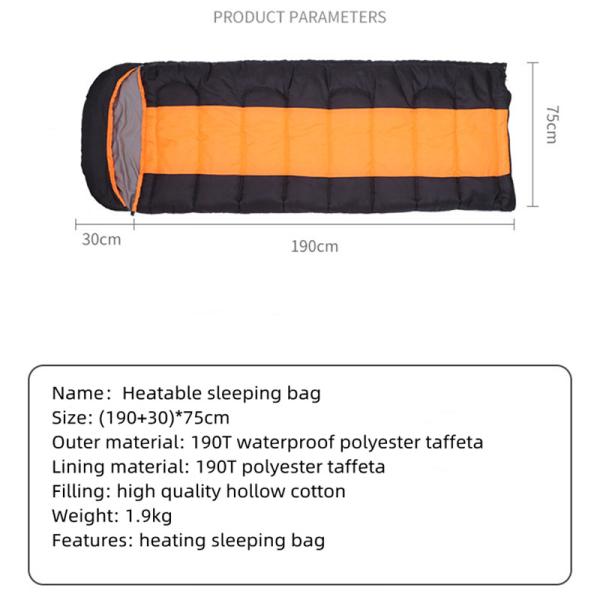 190T Polyester Taffeta Rechargeable Heated Camping Electric Sleeping Bag